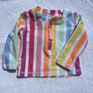 Ruffle Butts: Baby Rashguard Candy Stripes: Size 3-6m